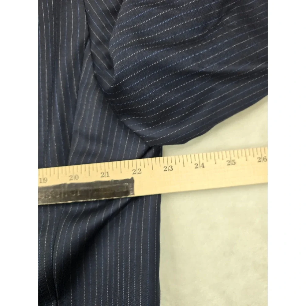 LRL Ralph Lauren Suit‎ Jacket Mens 44R Navy Blue Pinstripe Wool Blend Blazer